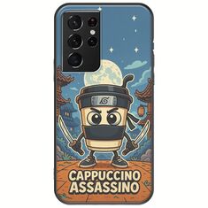 Brainrot - Cappuccino Assasino Samsung Galaxy S21 Ultra Black TPU (Μαύρη Σιλικόνη)