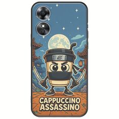 Brainrot - Cappuccino Assasino Oppo A17 Black TPU (Μαύρη Σιλικόνη)