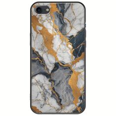 The Marble Collection - Artistic iPhone 8 Black TPU (Μαύρη Σιλικόνη)