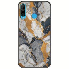 The Marble Collection - Artistic Huawei P30 Lite Black TPU (Μαύρη Σιλικόνη)