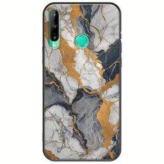 The Marble Collection - Artistic Huawei P40 Lite E Black TPU (Μαύρη Σιλικόνη)