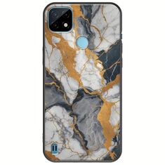 The Marble Collection - Artistic Realme C21Y / Realme C25Y Black TPU (Μαύρη Σιλικόνη)