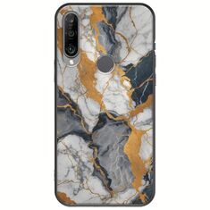 The Marble Collection - Artistic Huawei Y6p Black TPU (Μαύρη Σιλικόνη)
