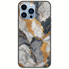 The Marble Collection - Artistic iPhone 14 Pro Max Black TPU (Μαύρη Σιλικόνη)