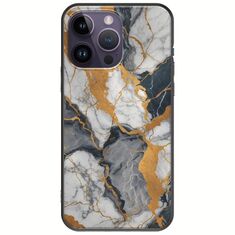 The Marble Collection - Artistic iPhone 15 Pro Black TPU (Μαύρη Σιλικόνη)