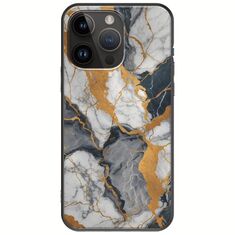 The Marble Collection - Artistic iPhone 15 Pro Max Black TPU (Μαύρη Σιλικόνη)