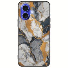 The Marble Collection - Artistic iPhone 16 Black TPU (Μαύρη Σιλικόνη)