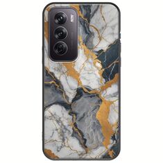 The Marble Collection - Artistic Oppo Reno 12 5G Black TPU (Μαύρη Σιλικόνη)