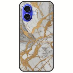 The Marble Collection - Elegance iPhone 16 Black TPU (Μαύρη Σιλικόνη)