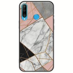The Marble Collection - Modern Huawei P30 Lite Black TPU (Μαύρη Σιλικόνη)