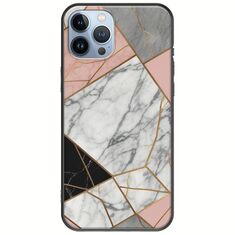 The Marble Collection - Modern iPhone 12 Pro Black TPU (Μαύρη Σιλικόνη)
