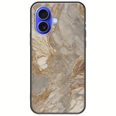 The Marble Collection - Natural iPhone 16 Black TPU (Μαύρη Σιλικόνη)