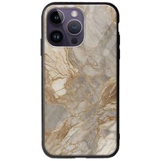 The Marble Collection - Natural iPhone 15 Pro Groove TPU (Tempered Glass και TPU)