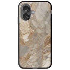 The Marble Collection - Natural iPhone 16 Plus Groove TPU (Tempered Glass και TPU)