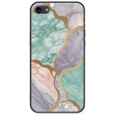 The Marble Collection - Pastel iPhone 8 Black TPU (Μαύρη Σιλικόνη)