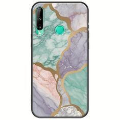 The Marble Collection - Pastel Huawei P40 Lite E Black TPU (Μαύρη Σιλικόνη)