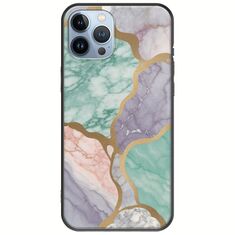The Marble Collection - Pastel iPhone 12 Pro Black TPU (Μαύρη Σιλικόνη)