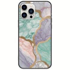 The Marble Collection - Pastel iPhone 14 Pro Black TPU (Μαύρη Σιλικόνη)