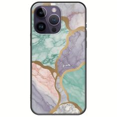The Marble Collection - Pastel iPhone 15 Pro Black TPU (Μαύρη Σιλικόνη)