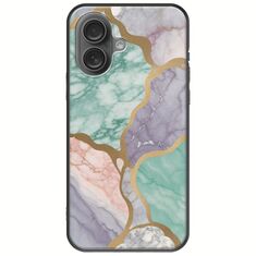 The Marble Collection - Pastel iPhone 16 Plus Black TPU (Μαύρη Σιλικόνη)