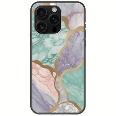 The Marble Collection - Pastel iPhone 16 Pro Max Black TPU (Μαύρη Σιλικόνη)