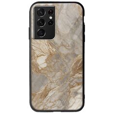 The Marble Collection - Natural Samsung Galaxy S21 Ultra Groove TPU (Tempered Glass και TPU)