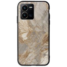 The Marble Collection - Natural Vivo Y35 Groove TPU (Tempered Glass και TPU)