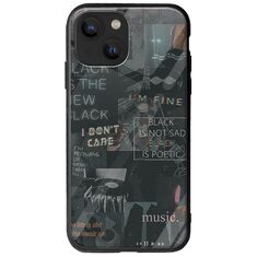 Aesthetic Black iPhone 13 mini Groove TPU (Tempered Glass και TPU)