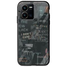Aesthetic Black Vivo Y35 Groove TPU (Tempered Glass και TPU)