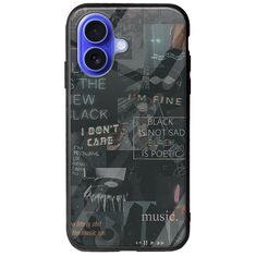 Aesthetic Black iPhone 16 Groove TPU (Tempered Glass και TPU)