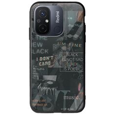 Aesthetic Black Xiaomi Redmi 12C Groove TPU (Tempered Glass και TPU)