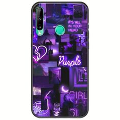 Aesthetic Purple Huawei P40 Lite E Black TPU (Μαύρη Σιλικόνη)