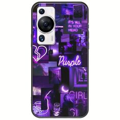 Aesthetic Purple Huawei P60 Pro Black TPU (Μαύρη Σιλικόνη)