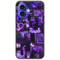 Aesthetic Purple iPhone 16 Black TPU (Μαύρη Σιλικόνη)