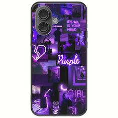 Aesthetic Purple iPhone 16 Plus Black TPU (Μαύρη Σιλικόνη)