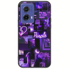Aesthetic Purple Motorola Moto G85 5G Black TPU (Μαύρη Σιλικόνη)