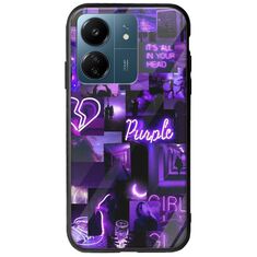 Aesthetic Purple Xiaomi Poco C65 Groove TPU (Tempered Glass και TPU)