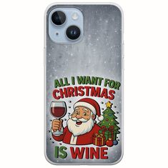 All I Want For Christmas Is - Wine iPhone 15 Flexible TPU (Διάφανη Σιλικόνη)