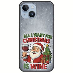 All I Want For Christmas Is - Wine iPhone 15 Black TPU (Μαύρη Σιλικόνη)
