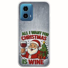 All I Want For Christmas Is - Wine Motorola Moto G34 5G Flexible TPU (Διάφανη Σιλικόνη)