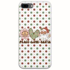 Peace Love Santa iPhone 7 Plus Flexible TPU (Διάφανη Σιλικόνη)