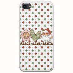 Peace Love Santa iPhone 7 Flexible TPU (Διάφανη Σιλικόνη)