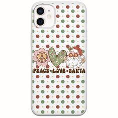 Peace Love Santa iPhone 12 Flexible TPU (Διάφανη Σιλικόνη)