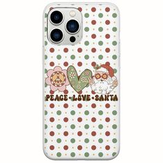 Peace Love Santa iPhone 14 Pro Flexible TPU (Διάφανη Σιλικόνη)