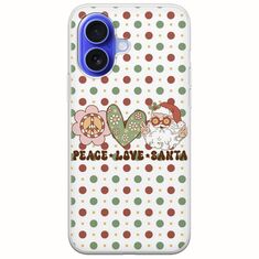 Peace Love Santa iPhone 16 Flexible TPU (Διάφανη Σιλικόνη)