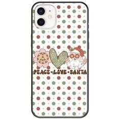 Peace Love Santa iPhone 12 Black TPU (Μαύρη Σιλικόνη)