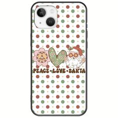 Peace Love Santa iPhone 14 Black TPU (Μαύρη Σιλικόνη)