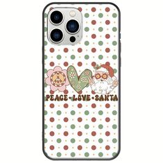 Peace Love Santa iPhone 14 Pro Black TPU (Μαύρη Σιλικόνη)