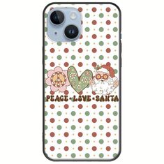 Peace Love Santa iPhone 15 Black TPU (Μαύρη Σιλικόνη)