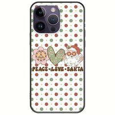 Peace Love Santa iPhone 15 Pro Black TPU (Μαύρη Σιλικόνη)